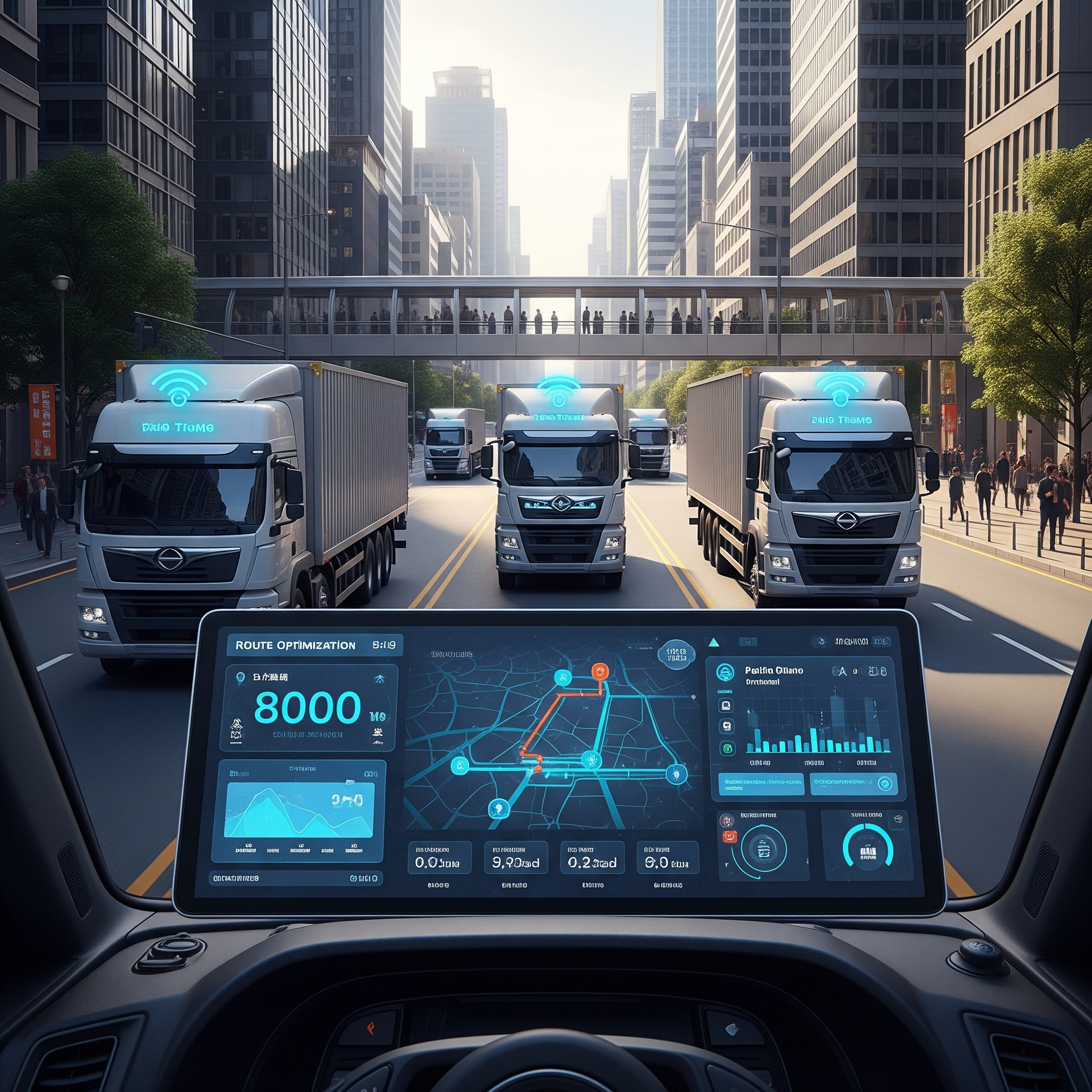 Tableau de bord de camion moderne ou atelier de maintenance